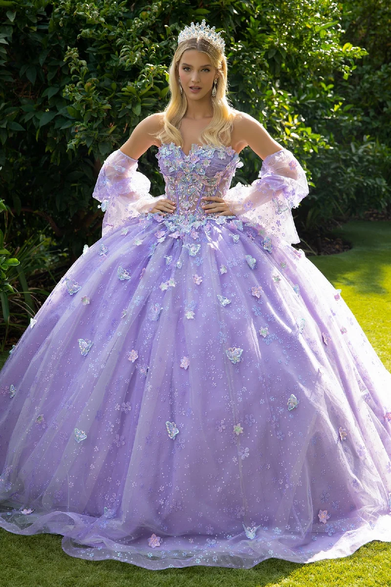 3D Butterfly Sweetheart Neckline Quinceanera Klänning från GLS by Gloria - GL3541