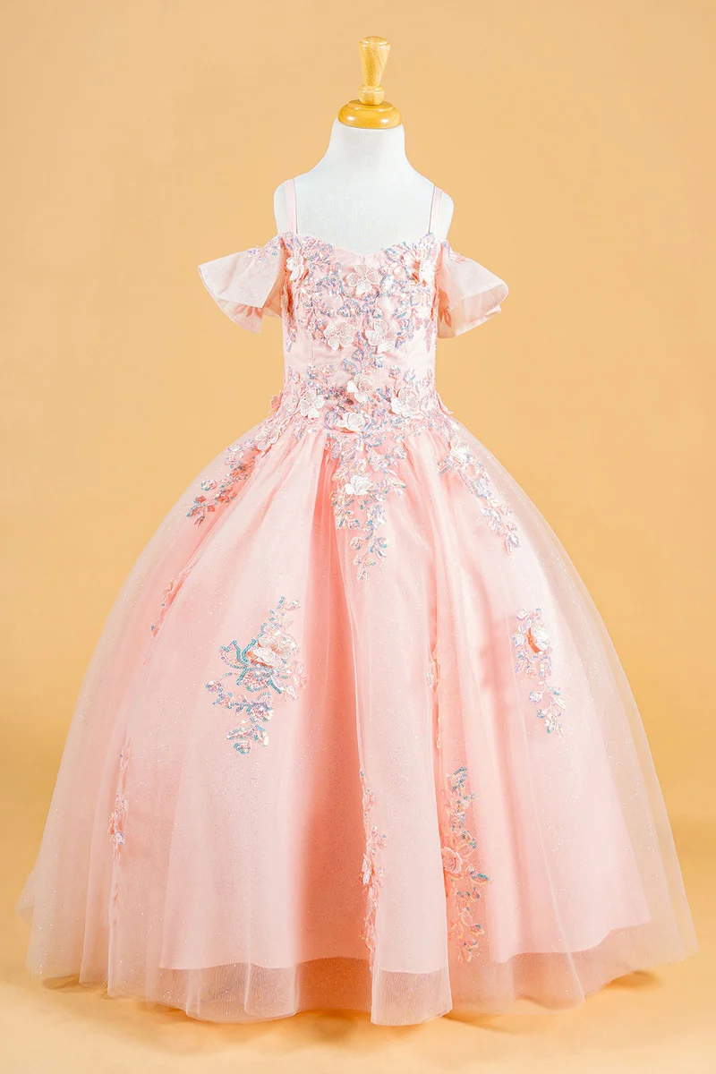 3D Flower Applique V-ringad Kid Mini Quince Dress från Elizabeth K - GK120