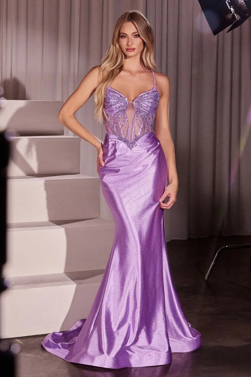 Utsmyckad bodice Kristall & Satin Klänning från Ladivine CC8879 - Kvinnlig festklänning - Speciellt tillfälle